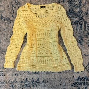 Dana Buchman Yellow Crochet Blouse